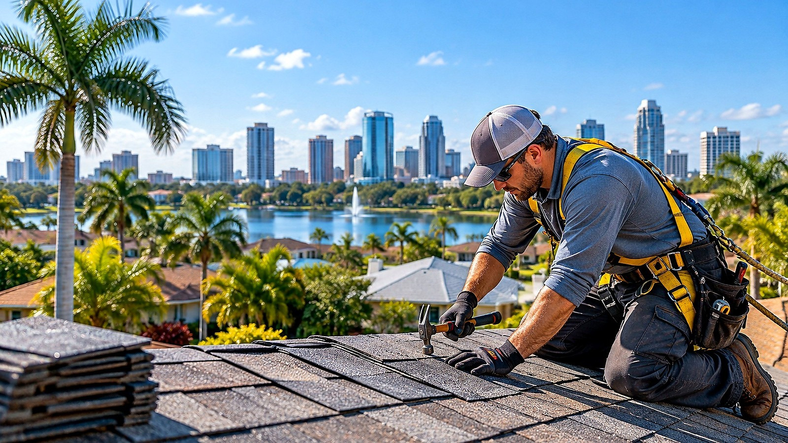 Orlando roofing professional inspecting a residential roof