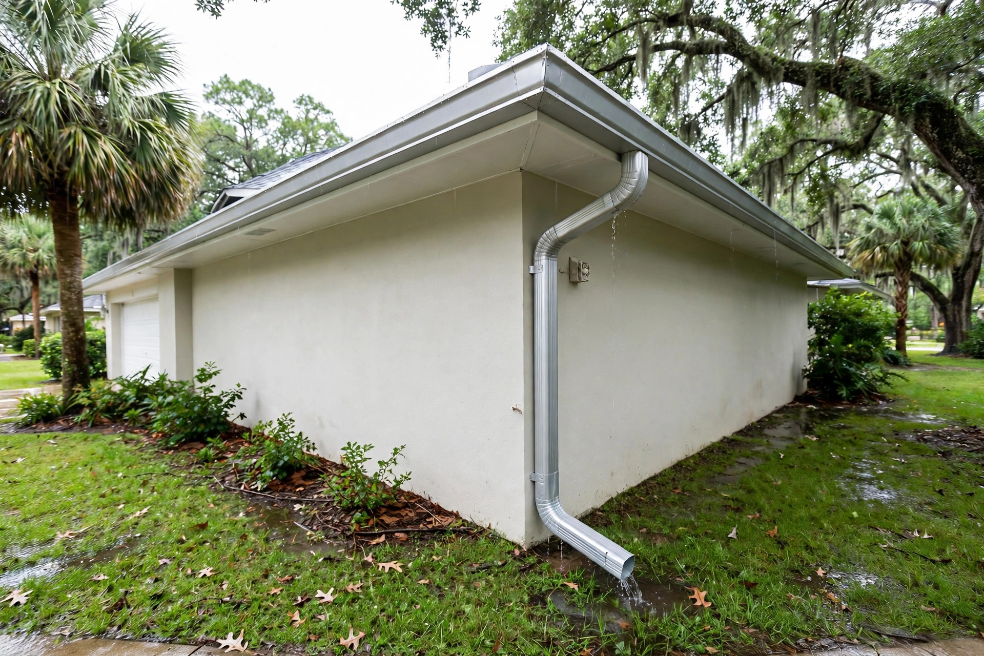 Gutter installation in Orlando, FL: new seamless aluminum gutter and downspout