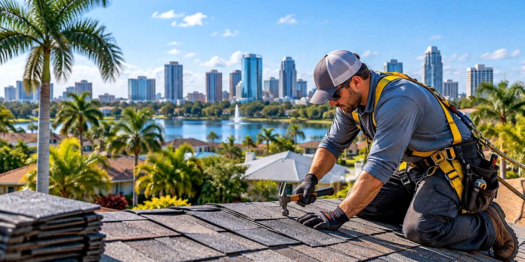 Roof repair in Audubon Park Garden District, Orlando, Florida
