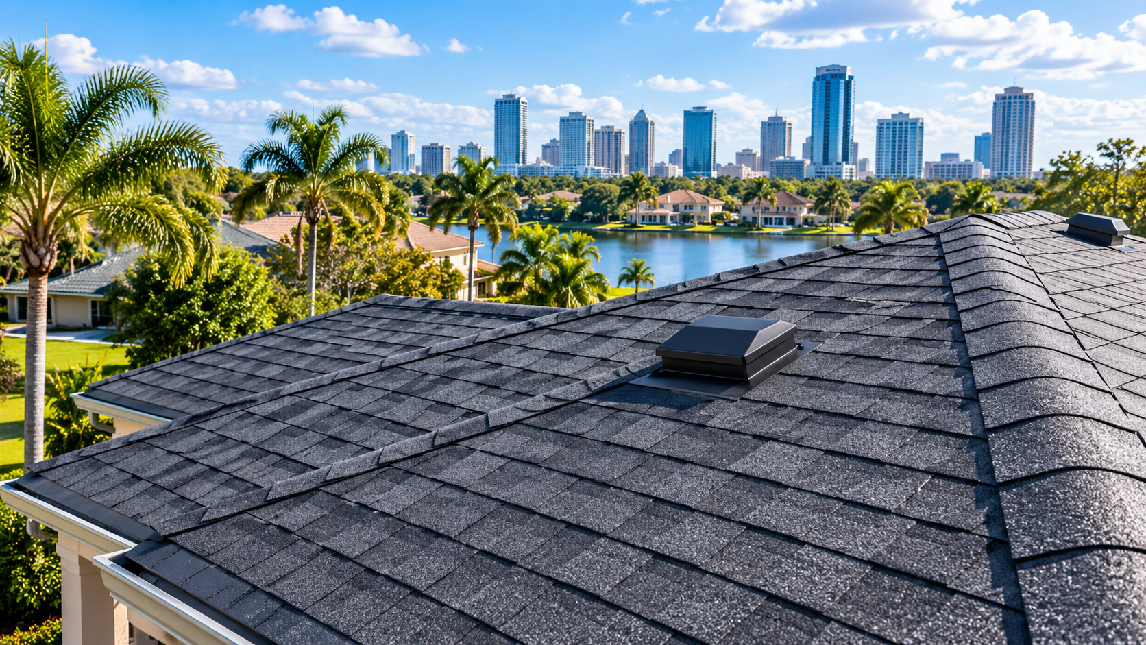 Illustrative after image showing a repaired Orlando roof area, geotagged to Orlando FL