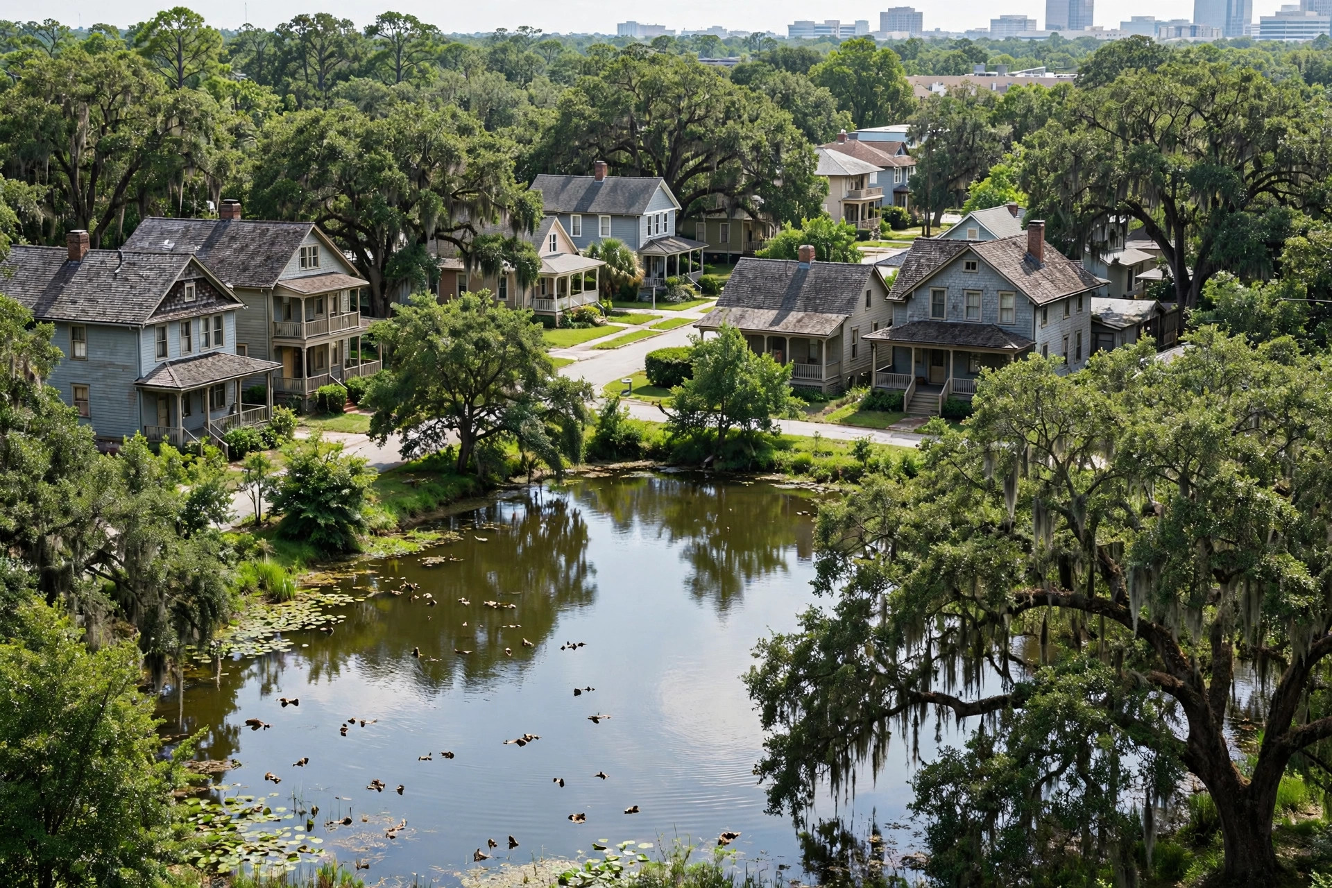 Roof repair in Lake Dot, Orlando FL, shingle and tile wear beside the lake