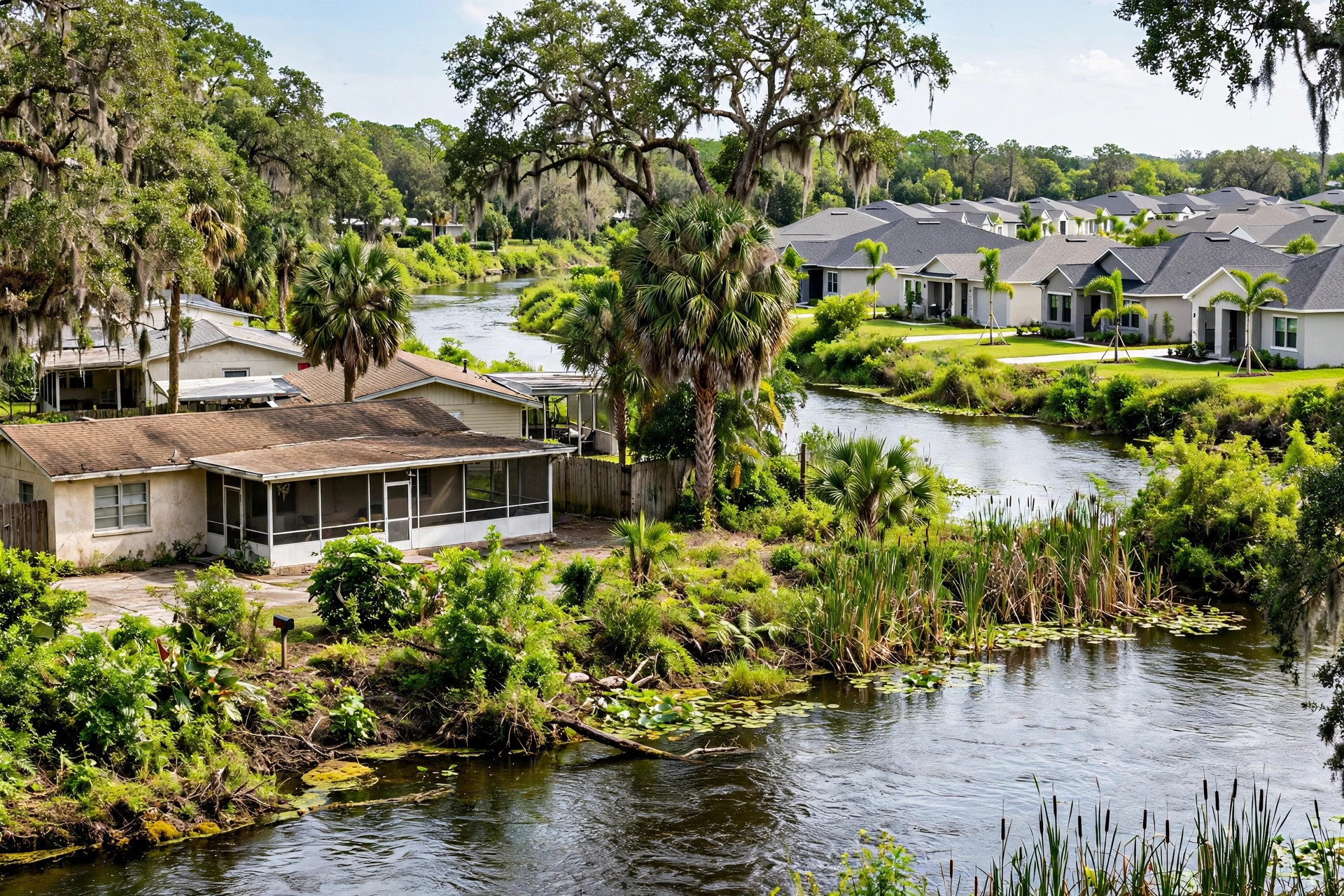 Roof repair in Oviedo FL, ranch homes and subdivision roofs among greenery