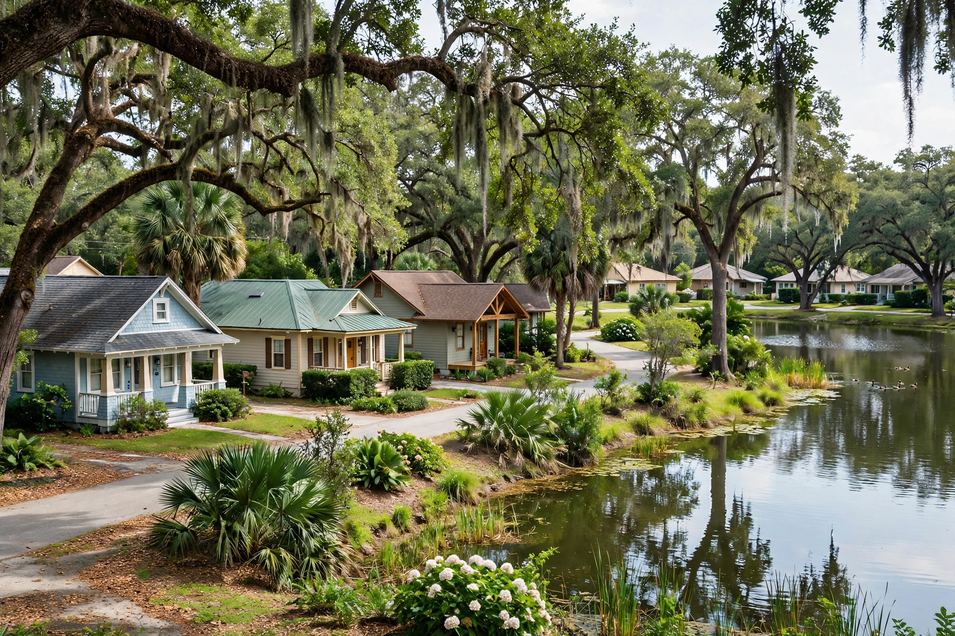 Roof repair in Wadeview Park, Orlando FL, gutter and valley clearing under mature trees