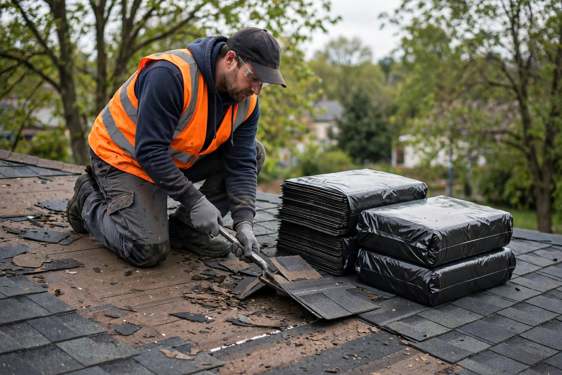 Shingle roof repair in Orlando, FL replacing wind damaged architectural shingles
