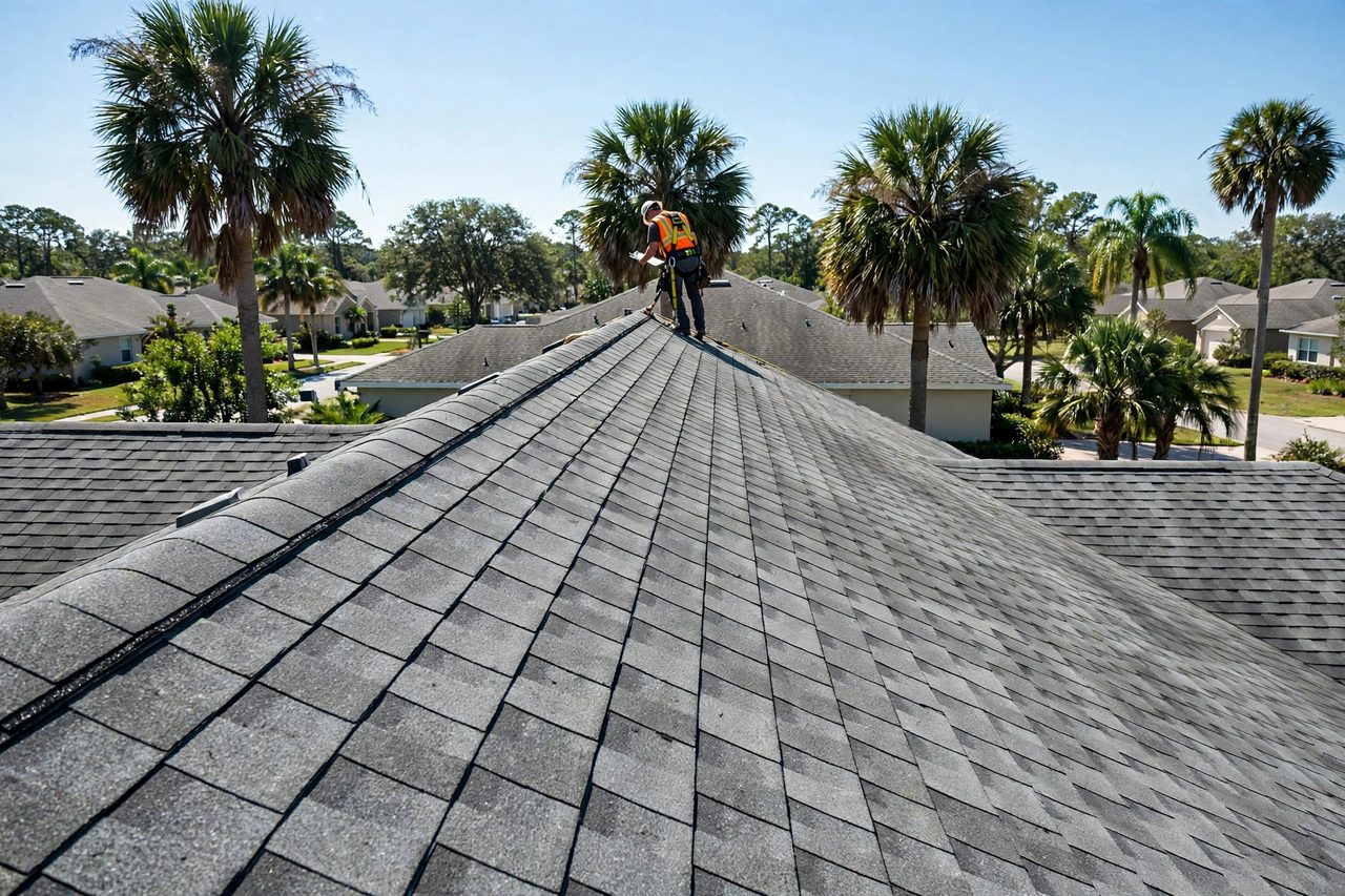 Orlando roofing professional inspecting a residential roof