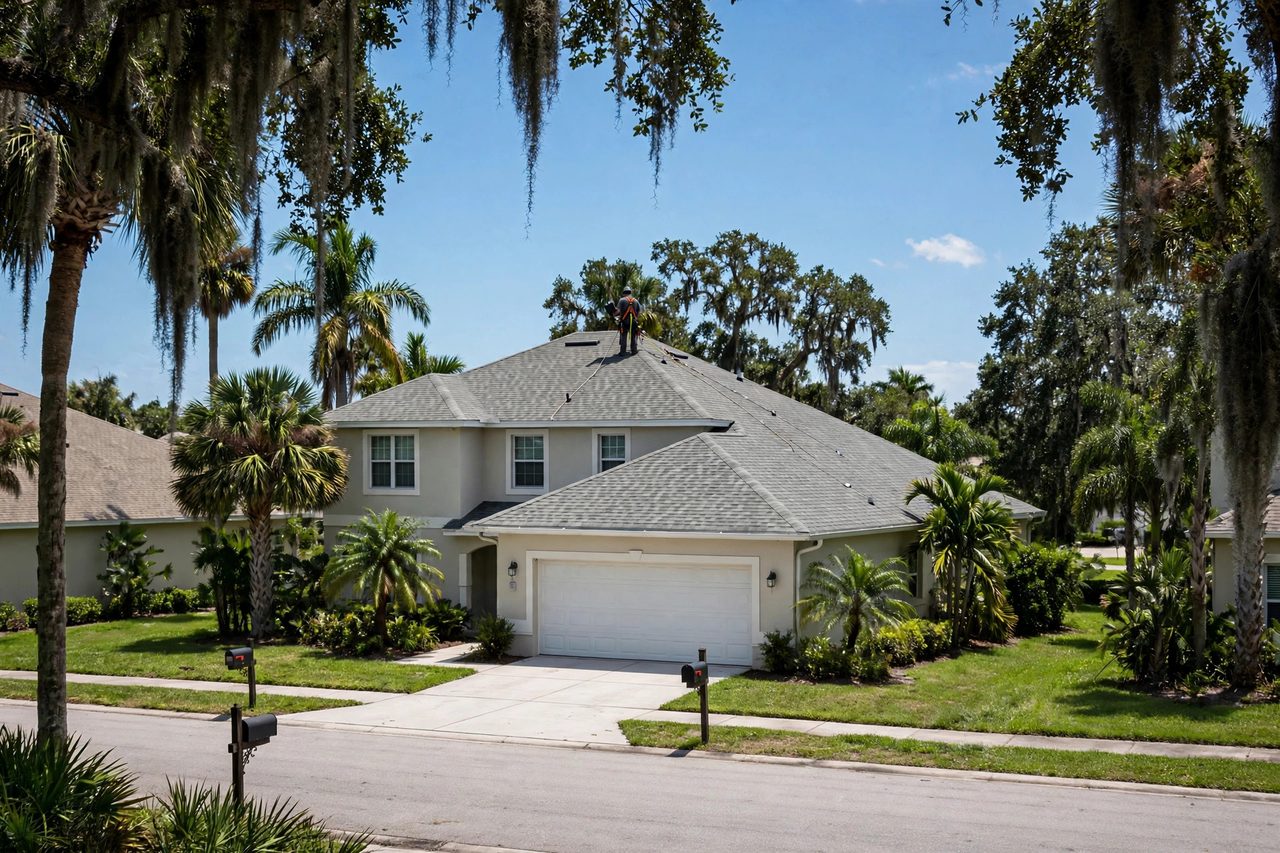 Orlando roofing professional inspecting a residential roof
