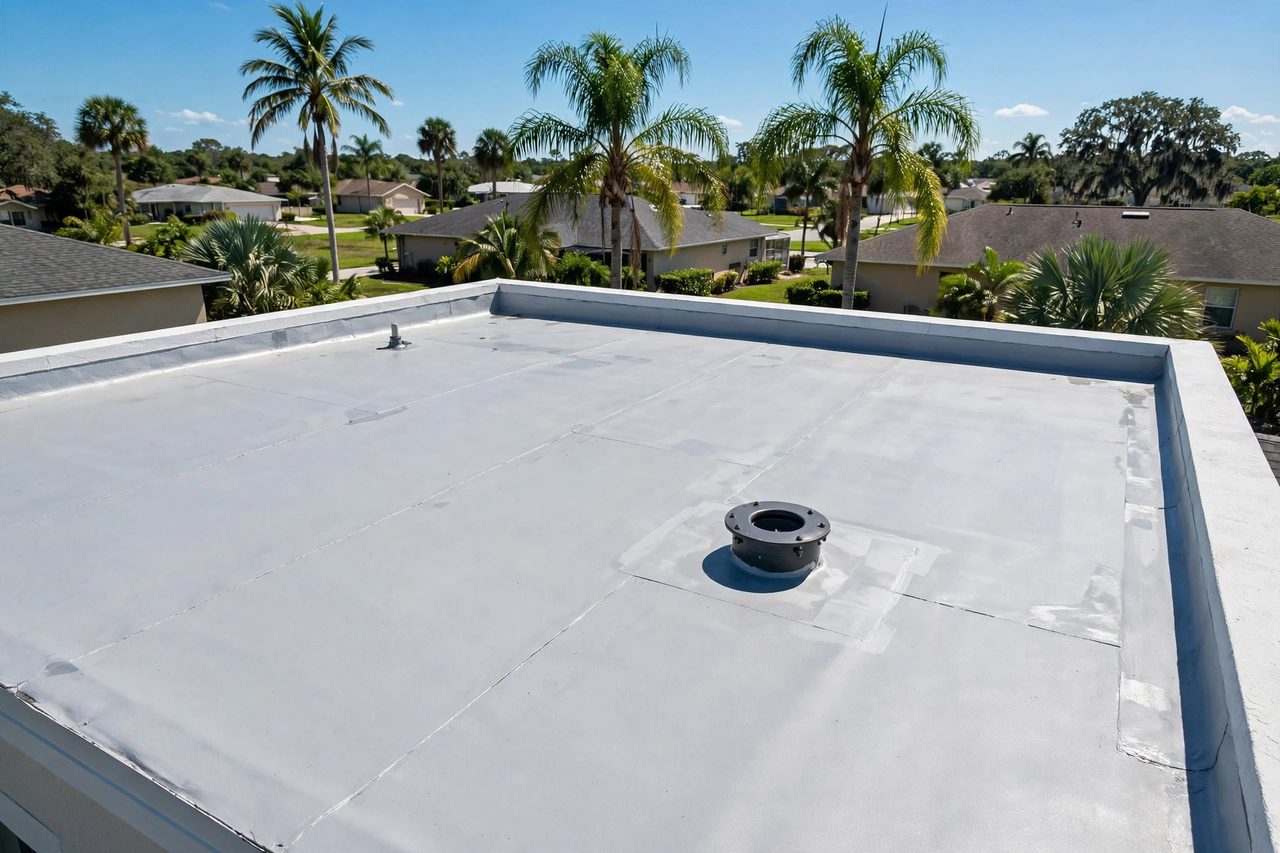 Illustrative after image showing a repaired Orlando roof area, geotagged to Orlando FL