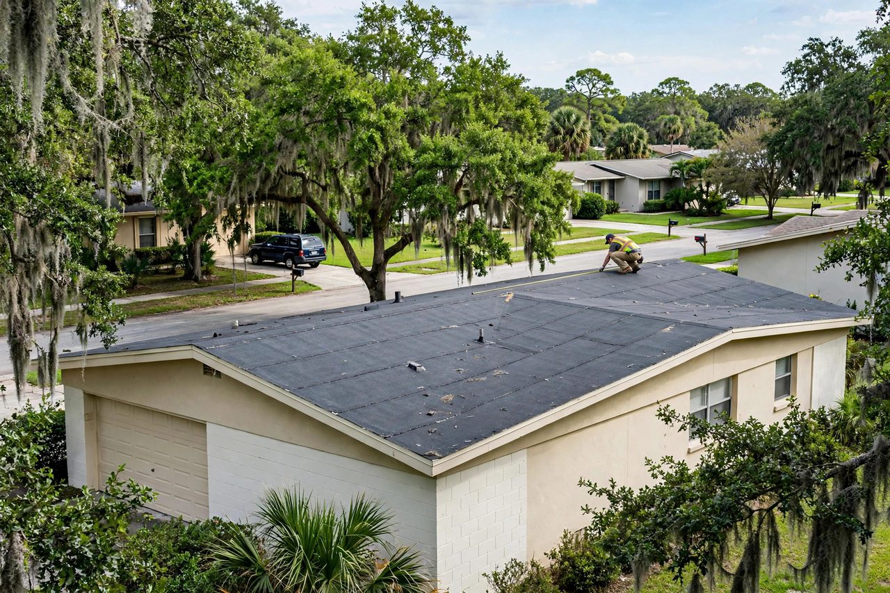 Orlando roofing professional inspecting a residential roof