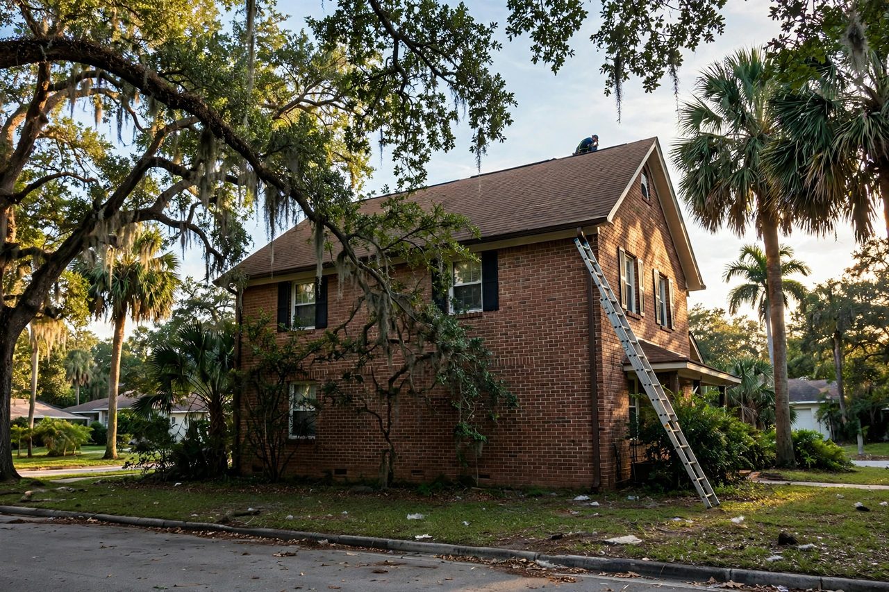 Orlando roofing professional inspecting a residential roof