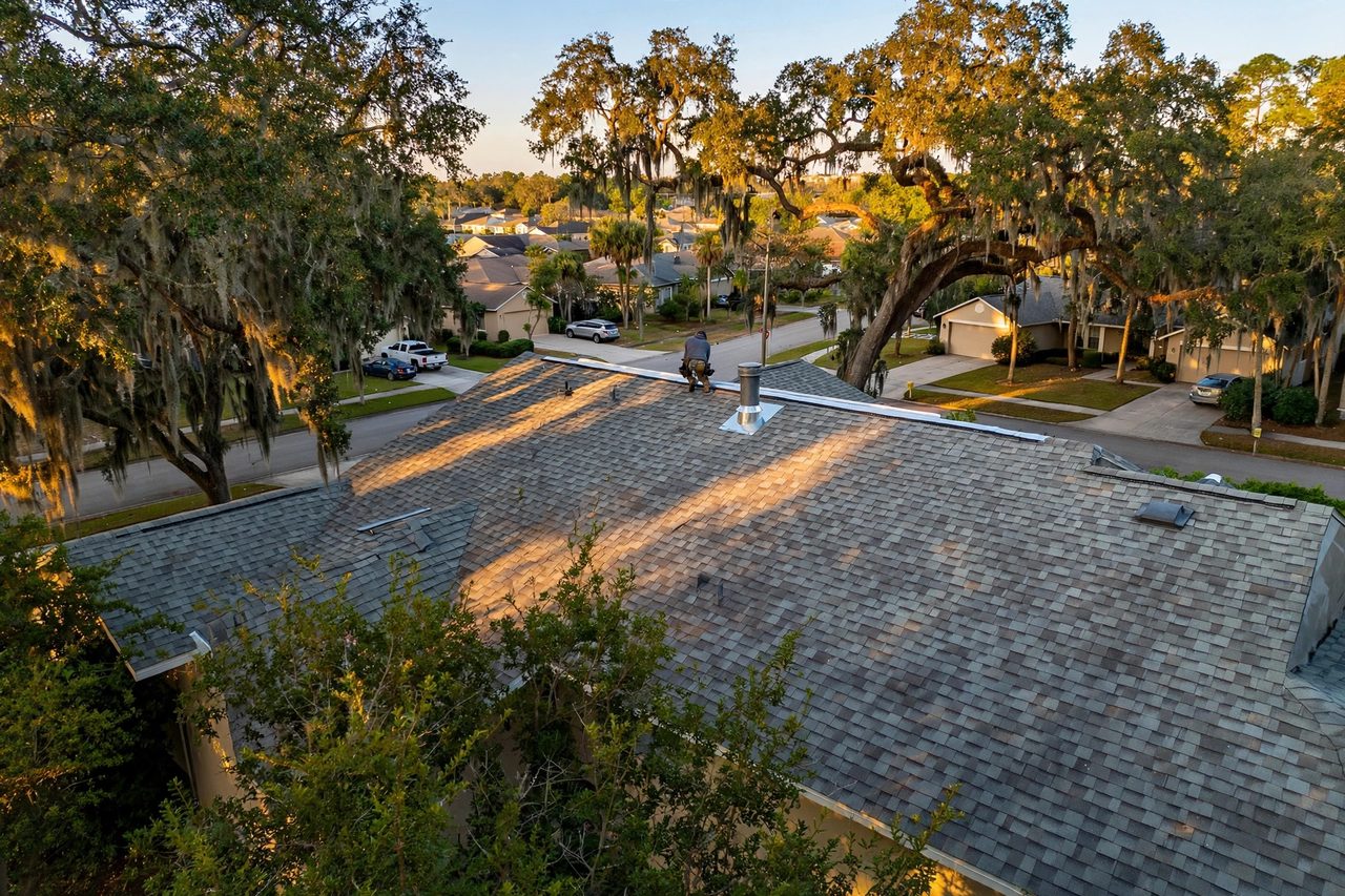 Orlando roofing professional inspecting a residential roof
