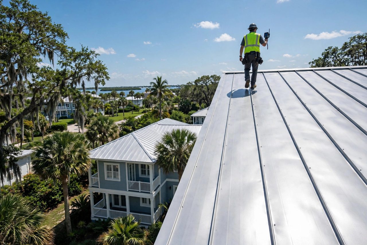 Orlando roofing professional inspecting a residential roof
