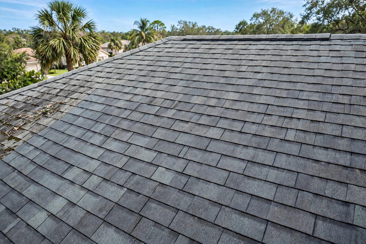 Illustrative after image showing a repaired Orlando roof area, geotagged to Orlando FL
