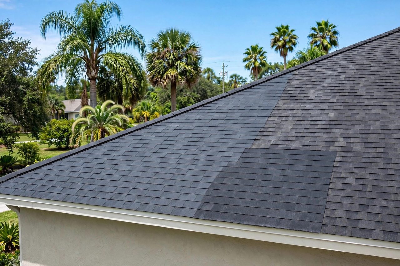 Illustrative after image showing a repaired Orlando roof area, geotagged to Orlando FL