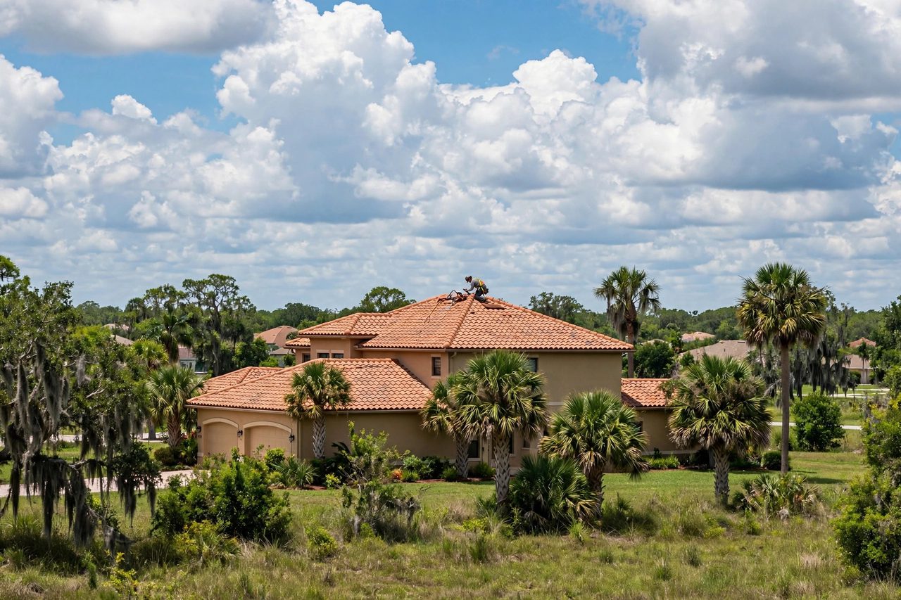 Orlando roofing professional inspecting a residential roof