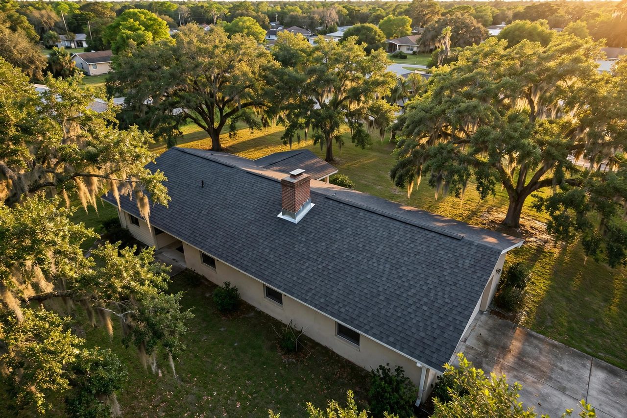 Illustrative after image showing a repaired Orlando roof area, geotagged to Orlando FL