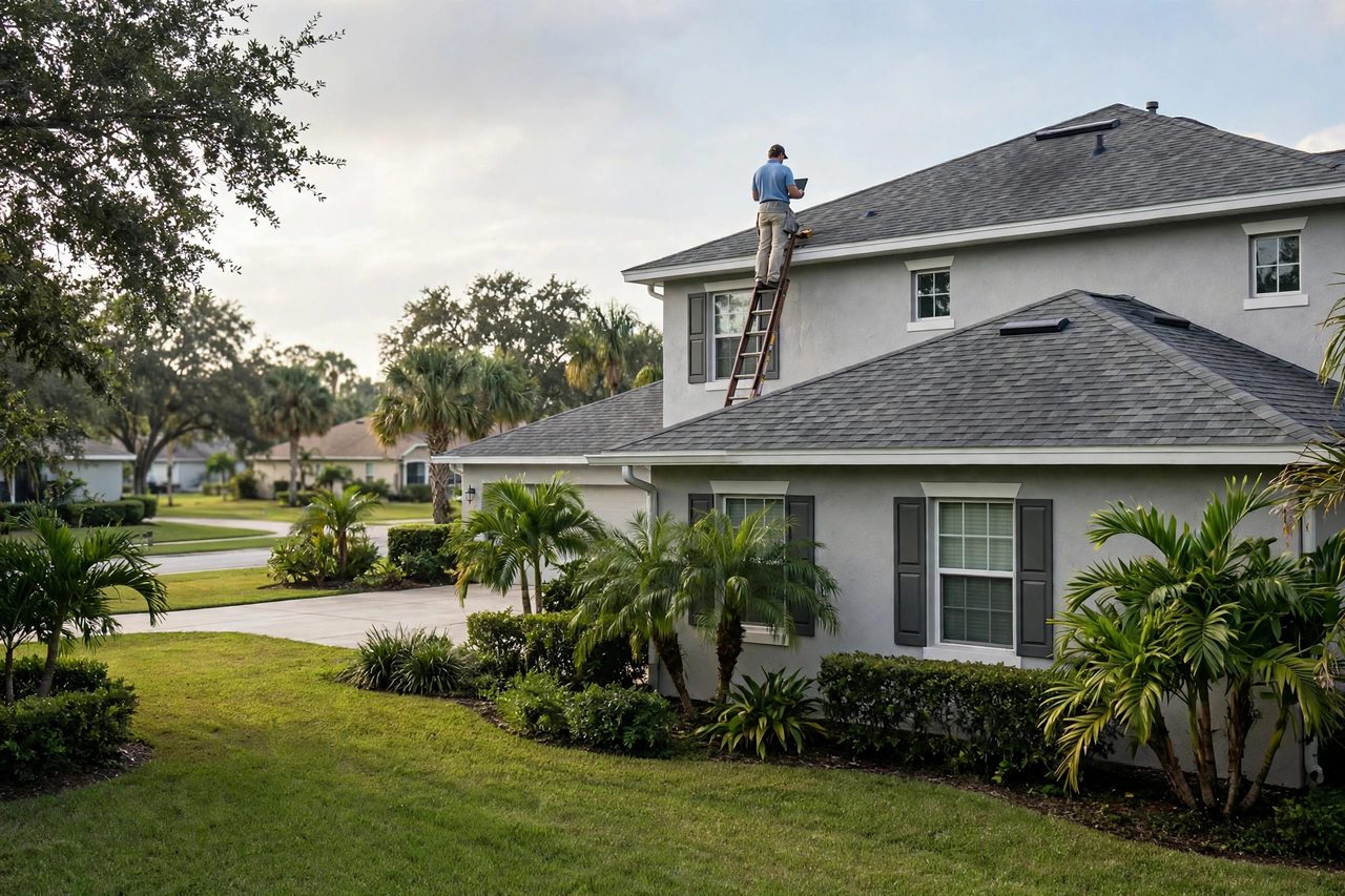 Orlando roofing professional inspecting a residential roof