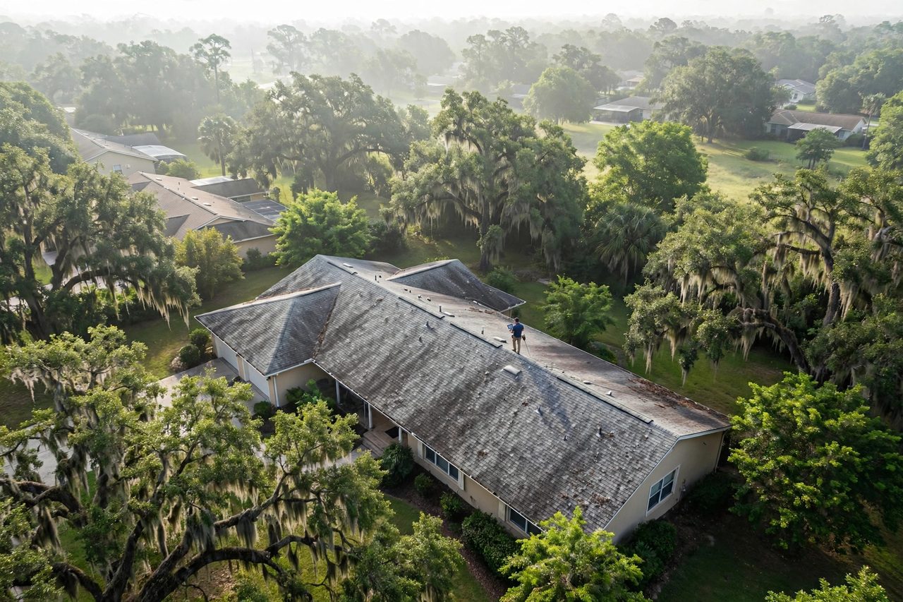 Orlando roofing professional inspecting a residential roof