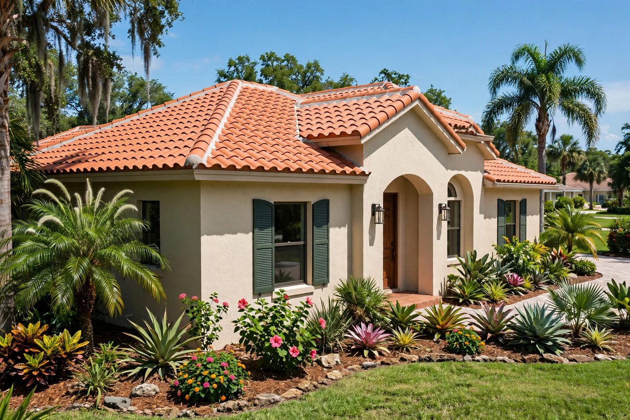 Illustrative after image showing a repaired Orlando roof area, geotagged to Orlando FL
