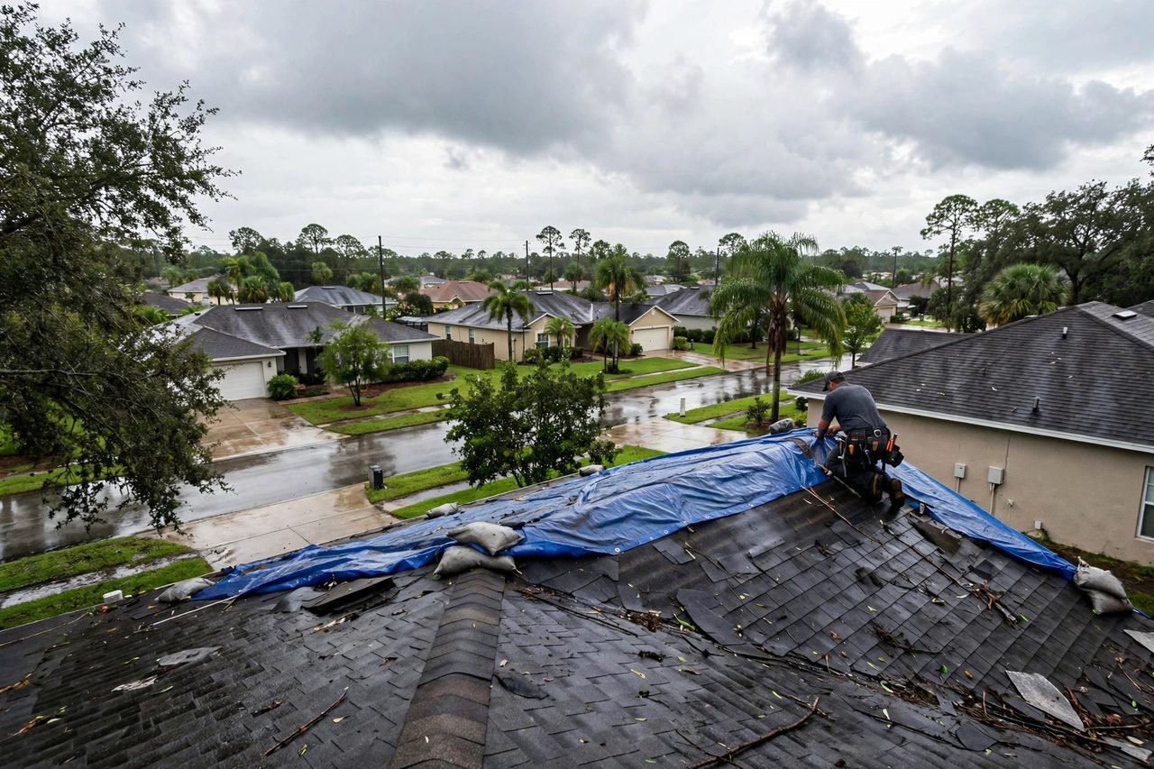 Orlando roofing professional inspecting a residential roof