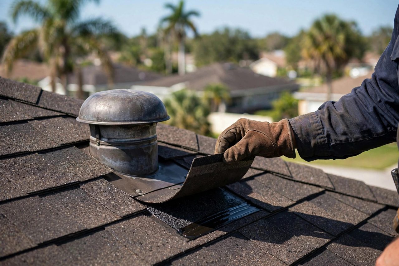 Orlando roofing professional inspecting a residential roof