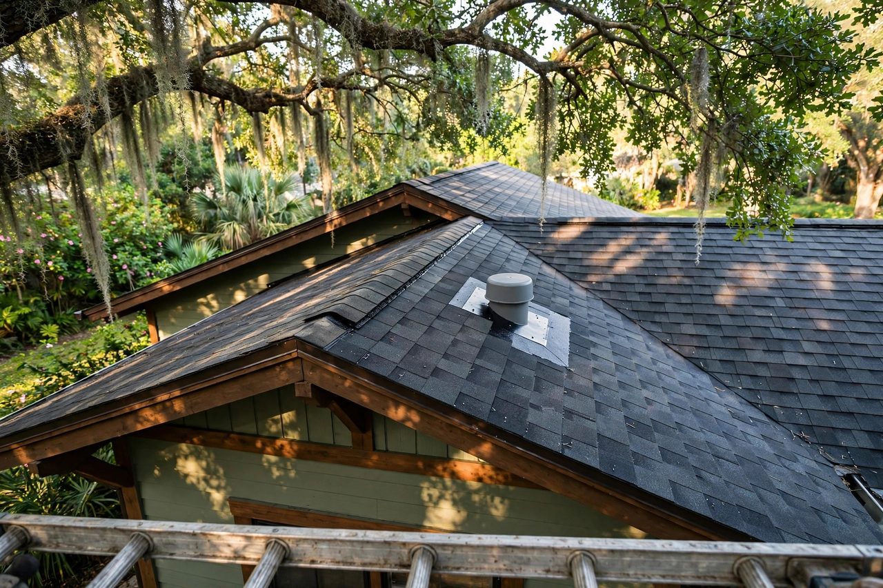 Illustrative after image showing a repaired Orlando roof area, geotagged to Orlando FL