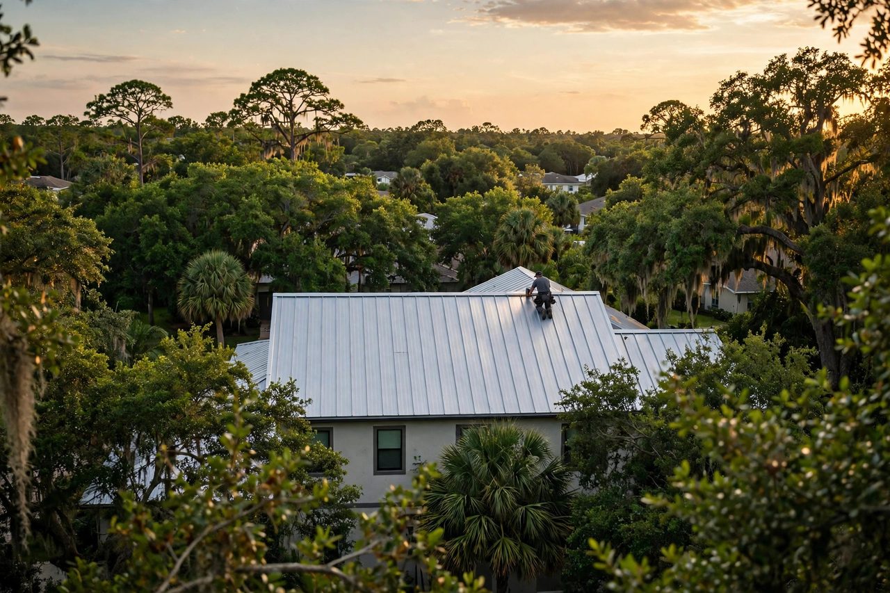Orlando roofing professional inspecting a residential roof