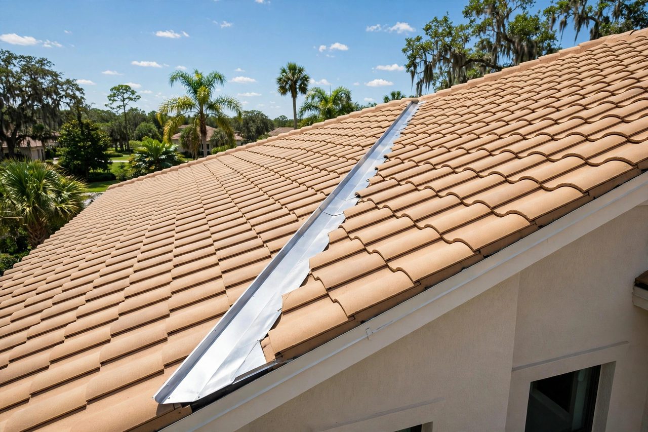 Illustrative after image showing a repaired Orlando roof area, geotagged to Orlando FL
