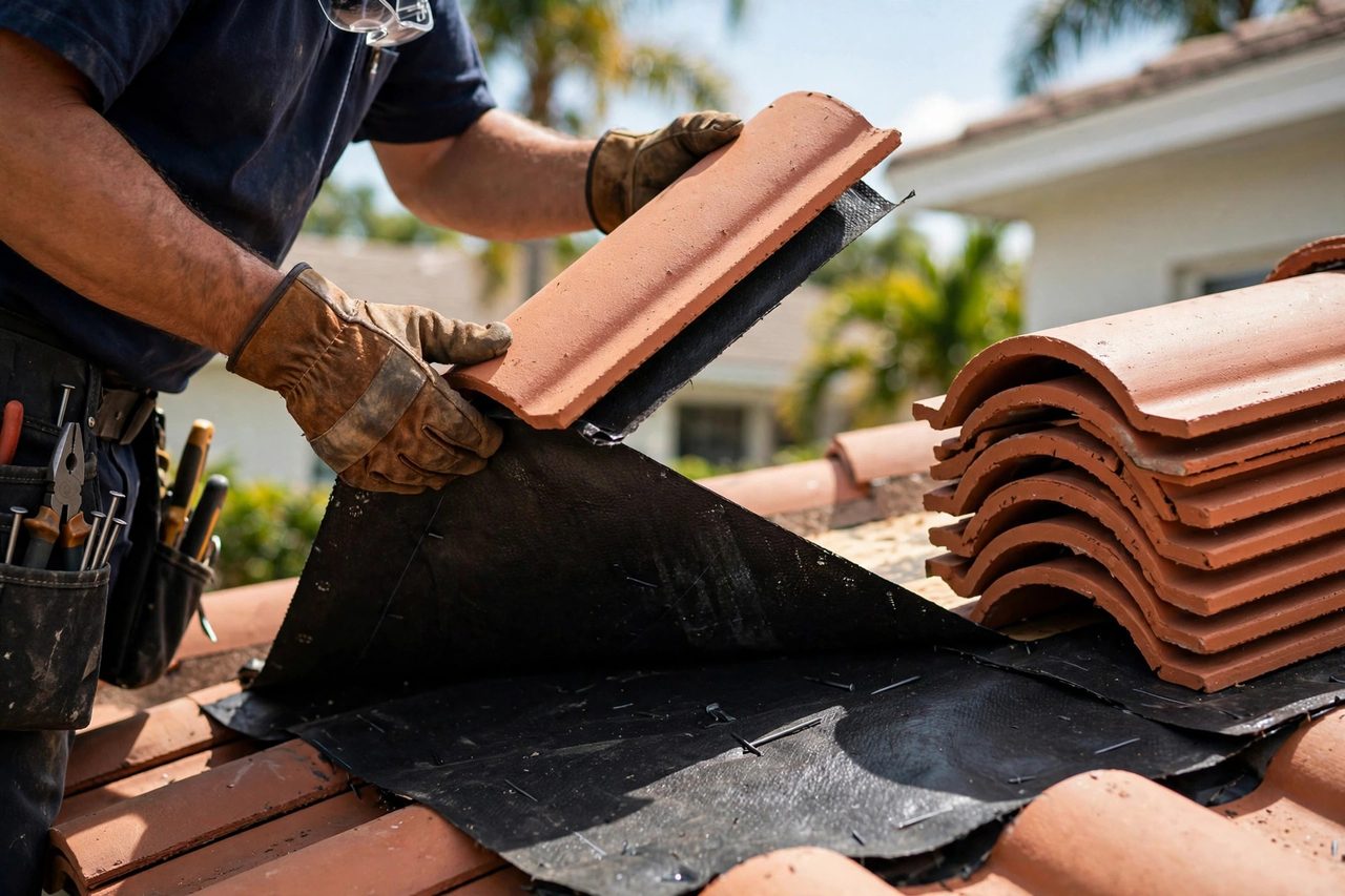 Orlando roofing professional inspecting a residential roof