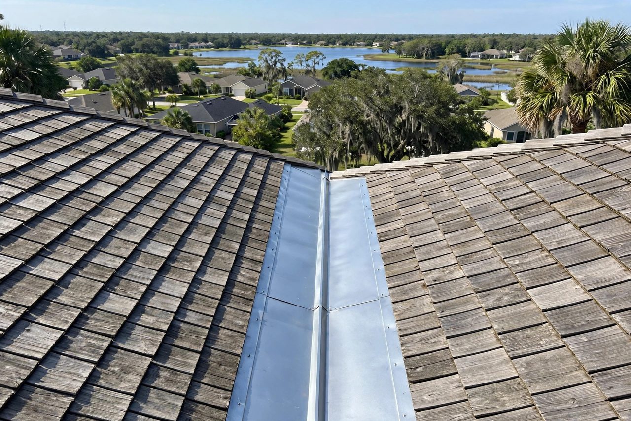 Illustrative after image showing a repaired Orlando roof area, geotagged to Orlando FL