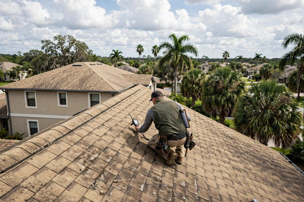 Orlando roofing professional inspecting a residential roof
