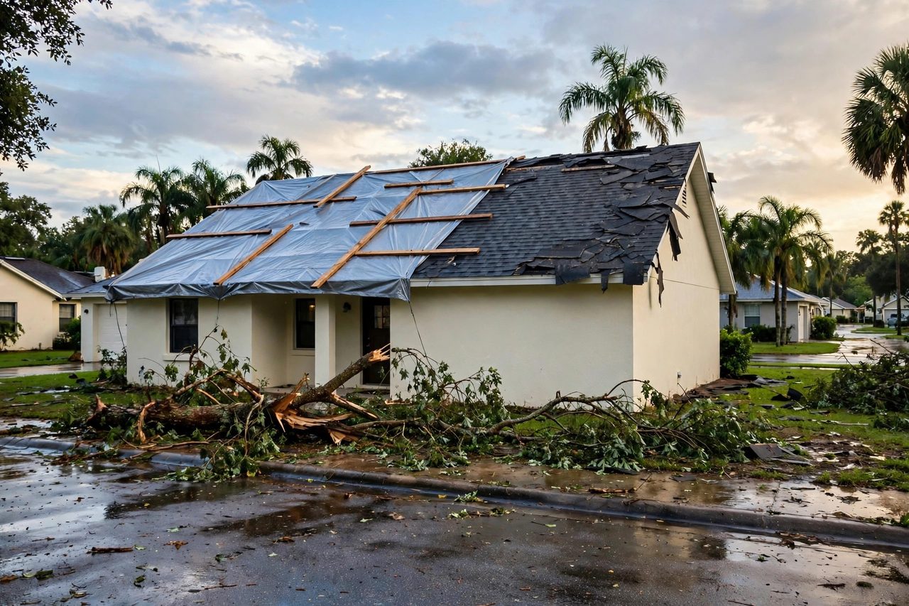 Illustrative after image showing a repaired Orlando roof area, geotagged to Orlando FL