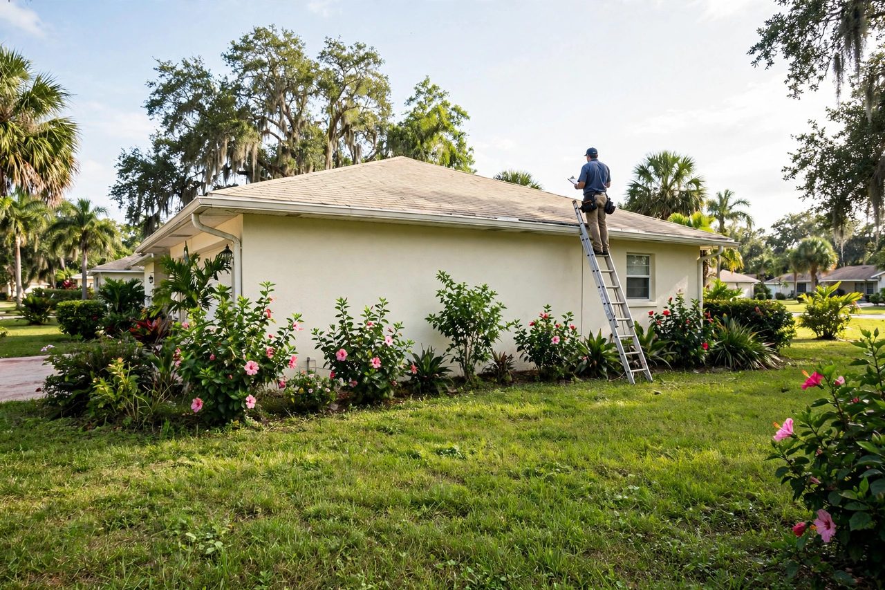 Orlando roofing professional inspecting a residential roof