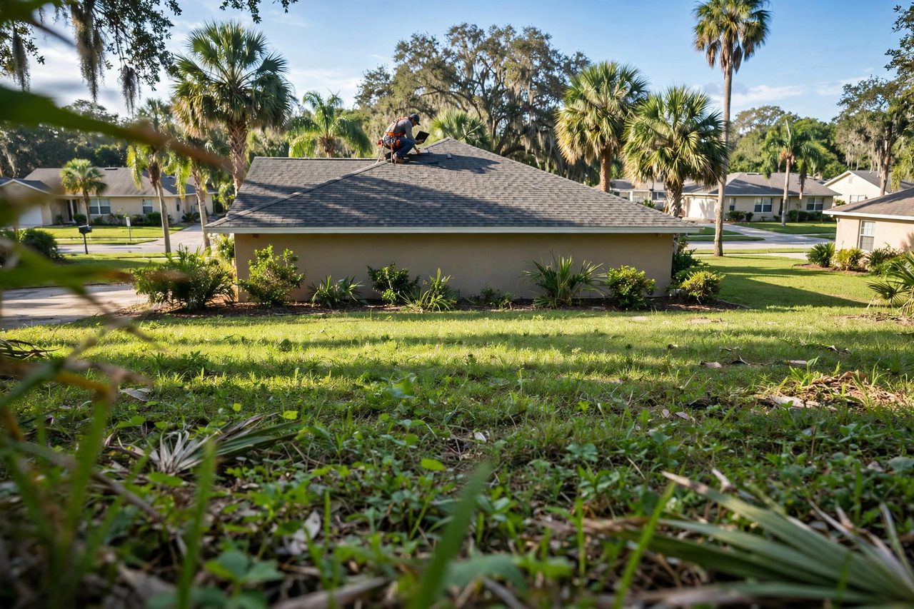Orlando roofing professional inspecting a residential roof
