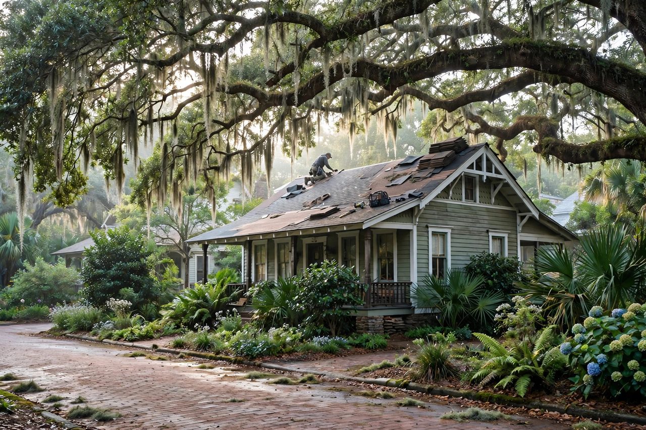 Roof repair in Audubon Park Garden District, Orlando, Florida