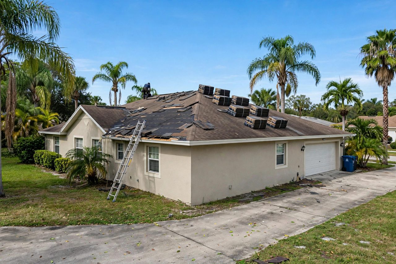 Representative roof repair service scene for Kissimmee, Florida
