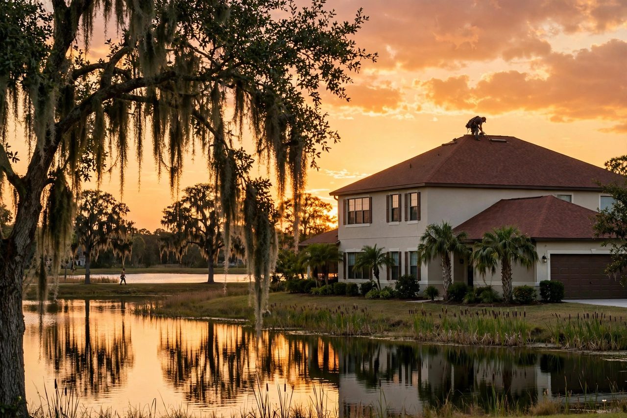 Orlando roof repair and inspection scene on a residential roof