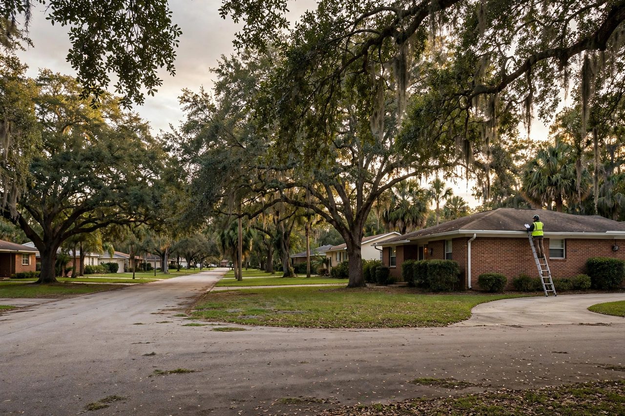 Orlando roofing professional inspecting a residential roof