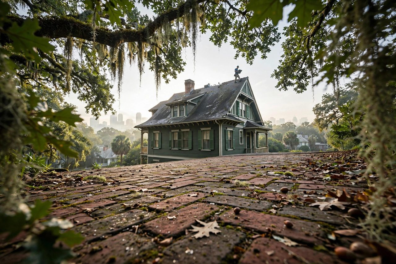 Orlando roofing professional inspecting a residential roof