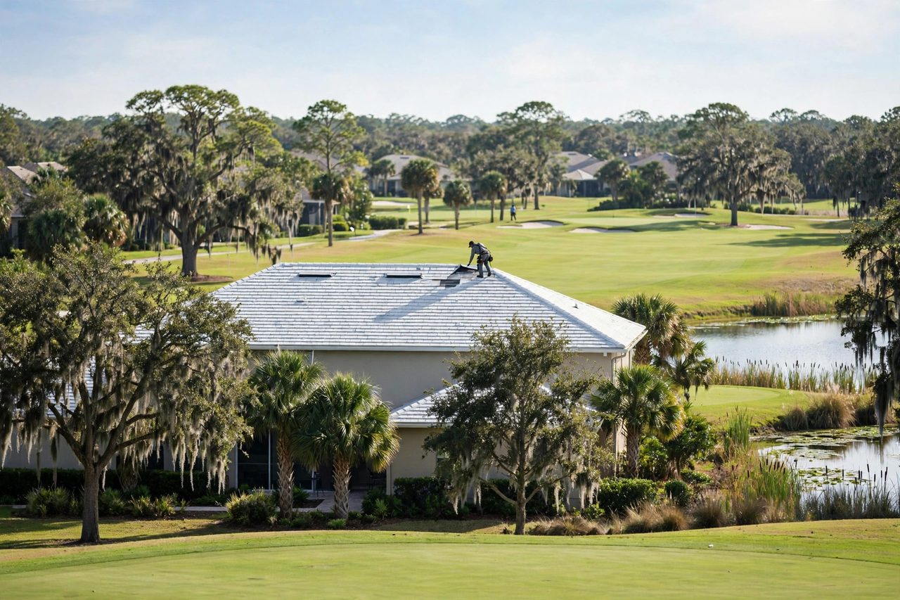 Orlando roofing professional inspecting a residential roof