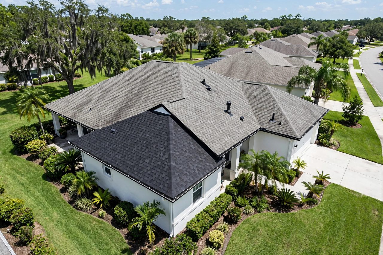 Illustrative after image showing a repaired Orlando roof area, geotagged to Orlando FL
