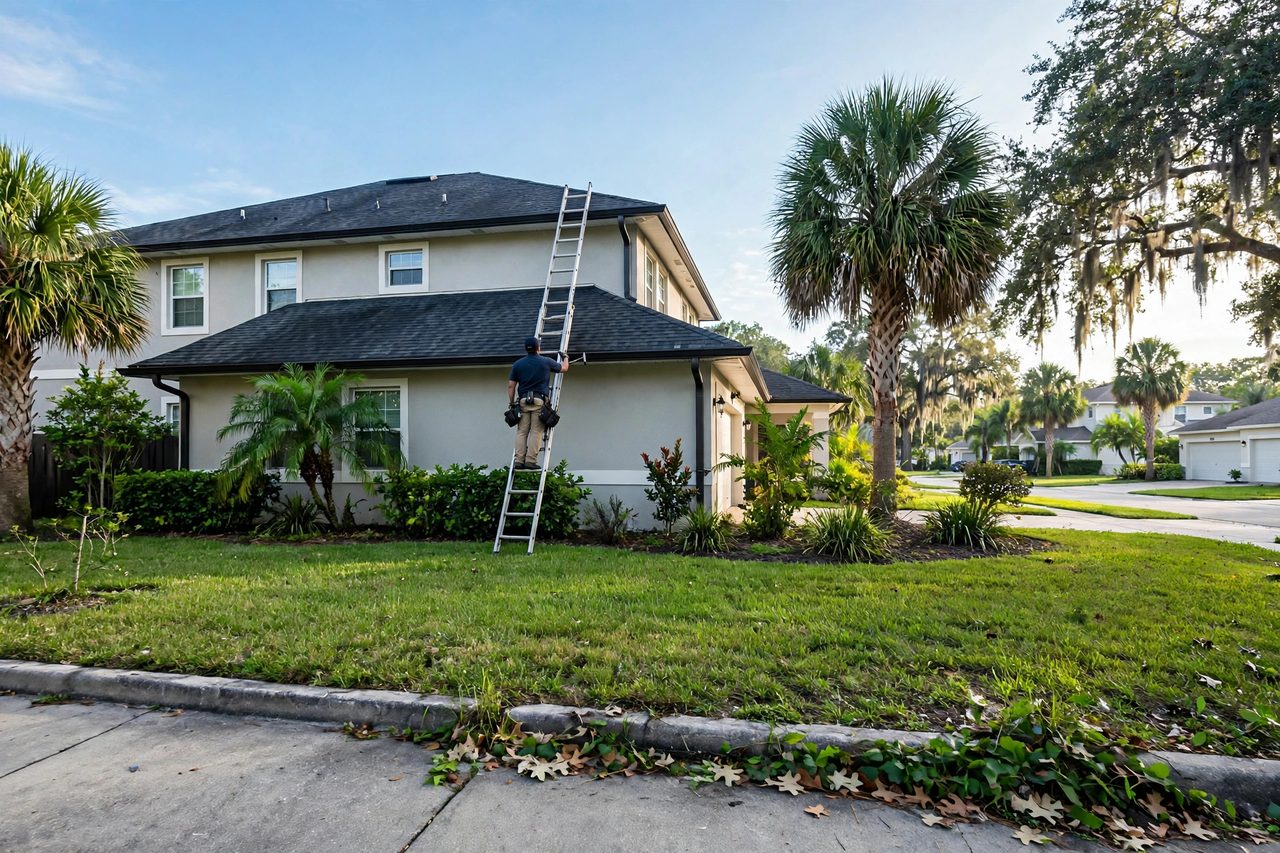 Orlando roofing professional inspecting a residential roof