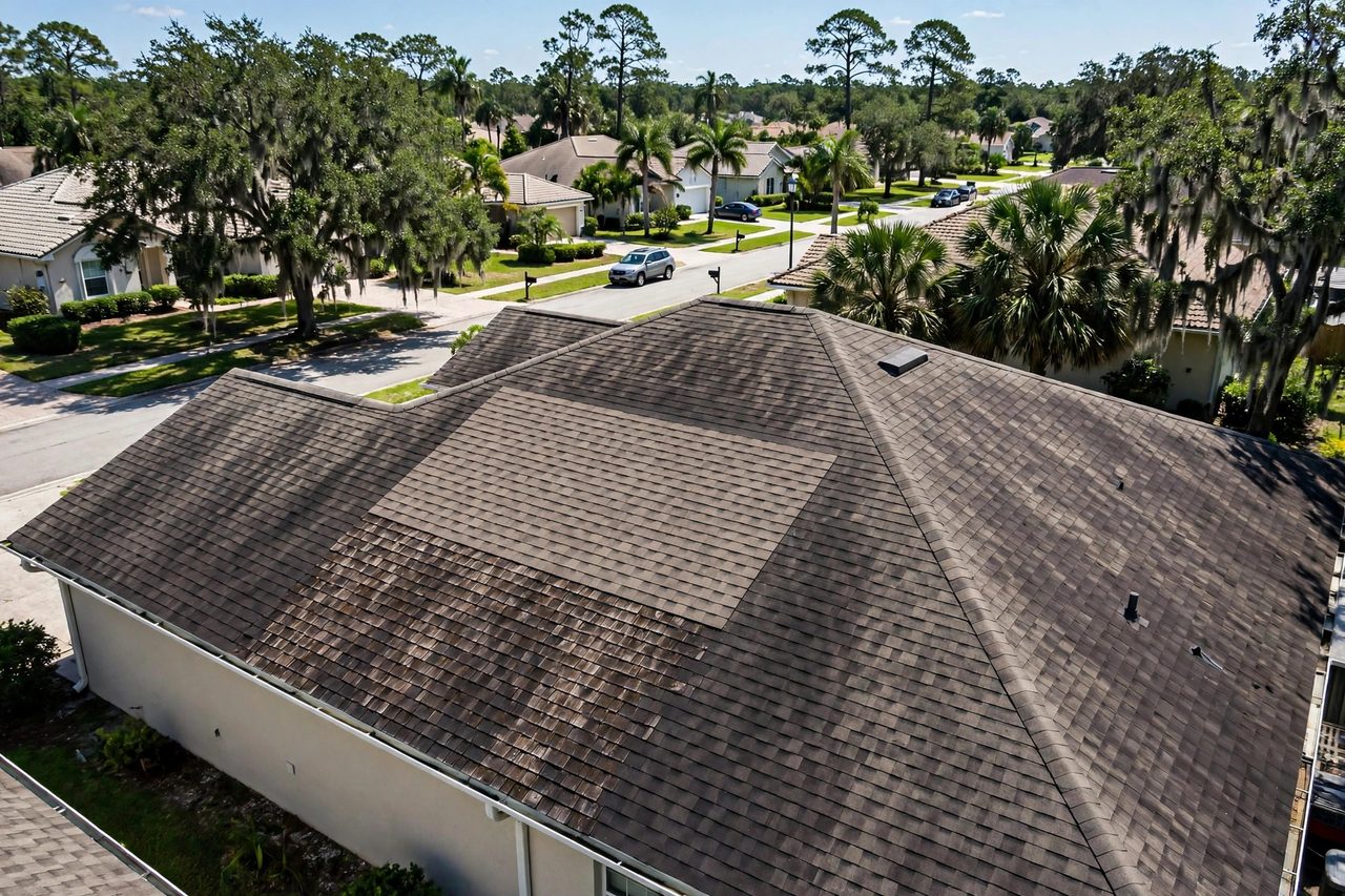 Illustrative after image showing a repaired Orlando roof area, geotagged to Orlando FL