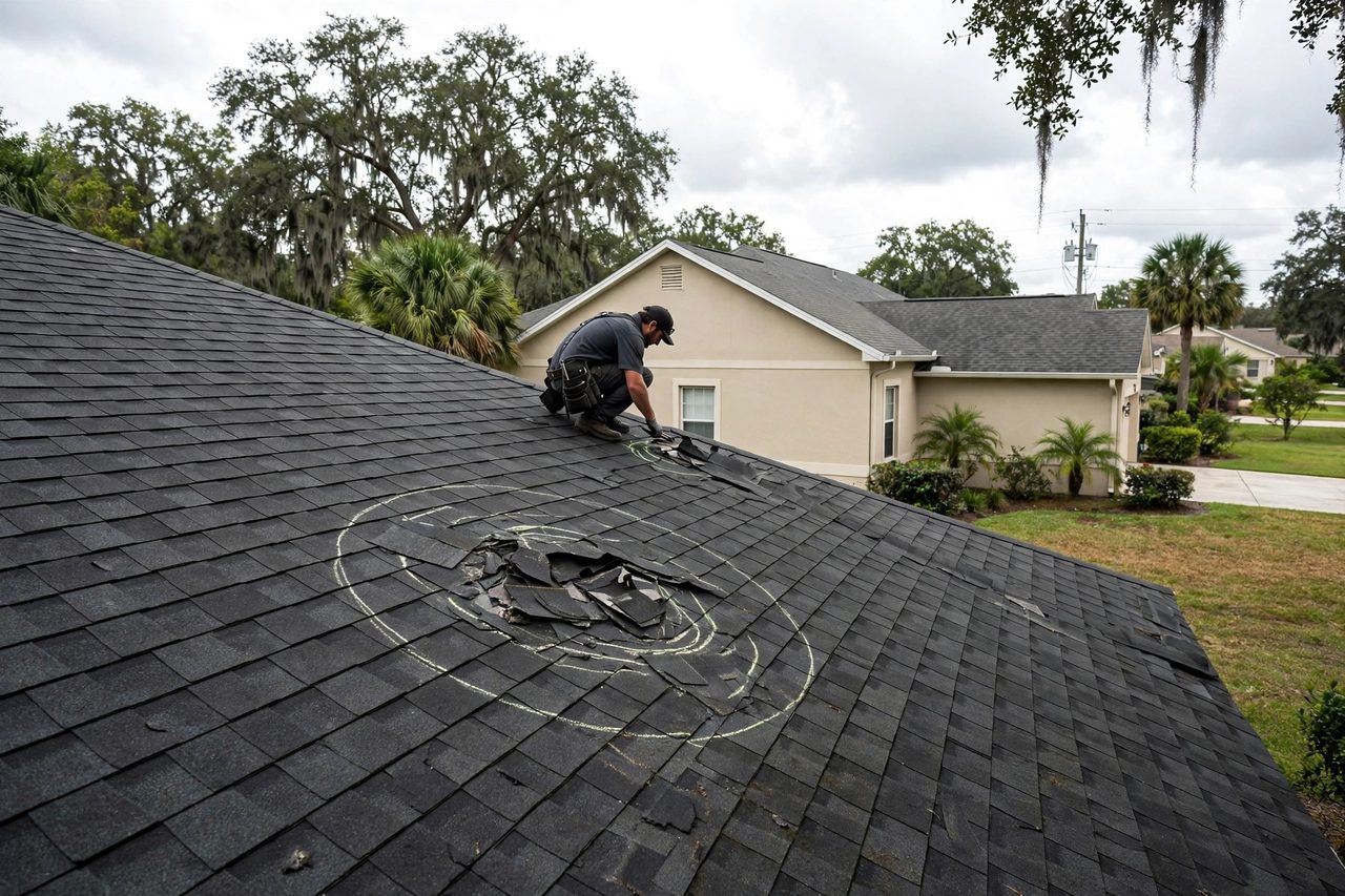 Orlando roofing professional inspecting a residential roof