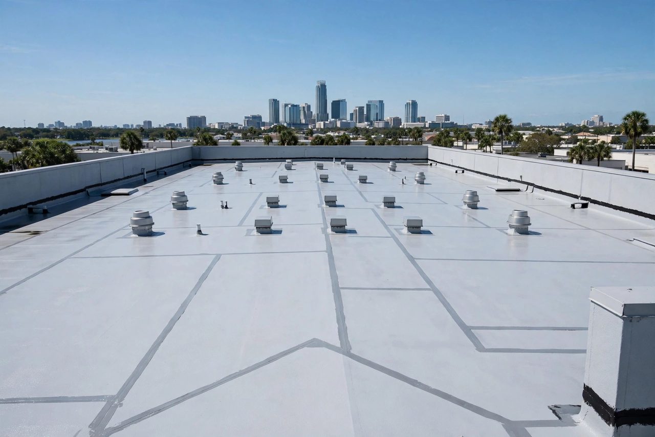 Illustrative after image showing a repaired Orlando roof area, geotagged to Orlando FL