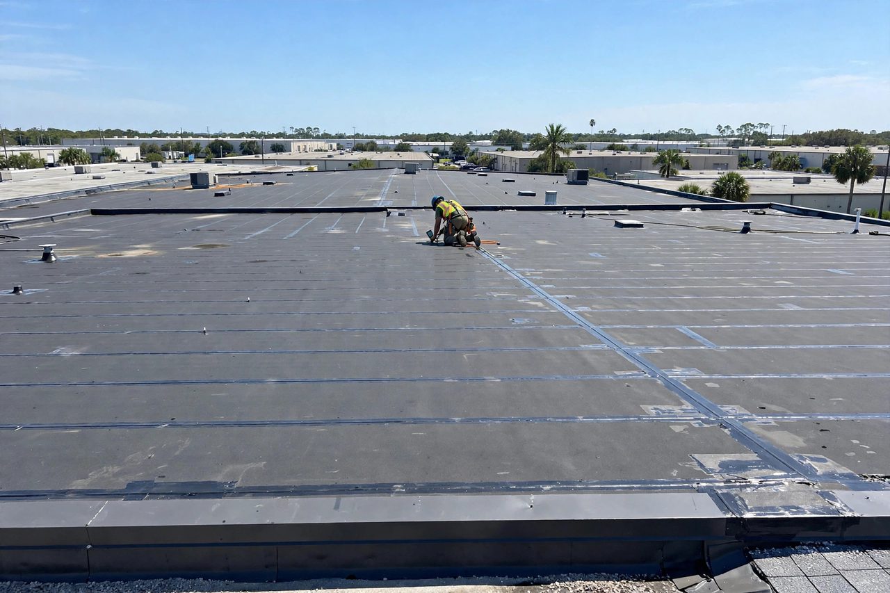 Orlando roofing professional inspecting a residential roof