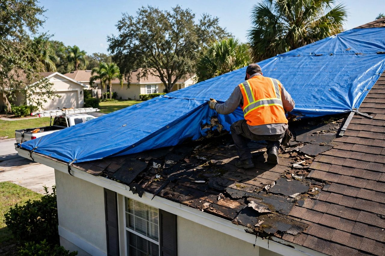 Orlando roofing professional inspecting a residential roof