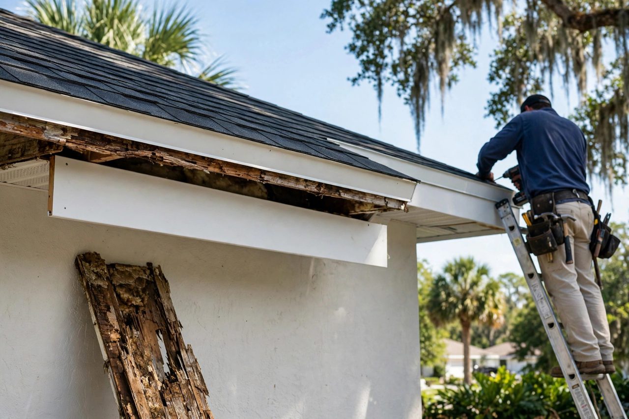 Orlando roofing professional inspecting a residential roof