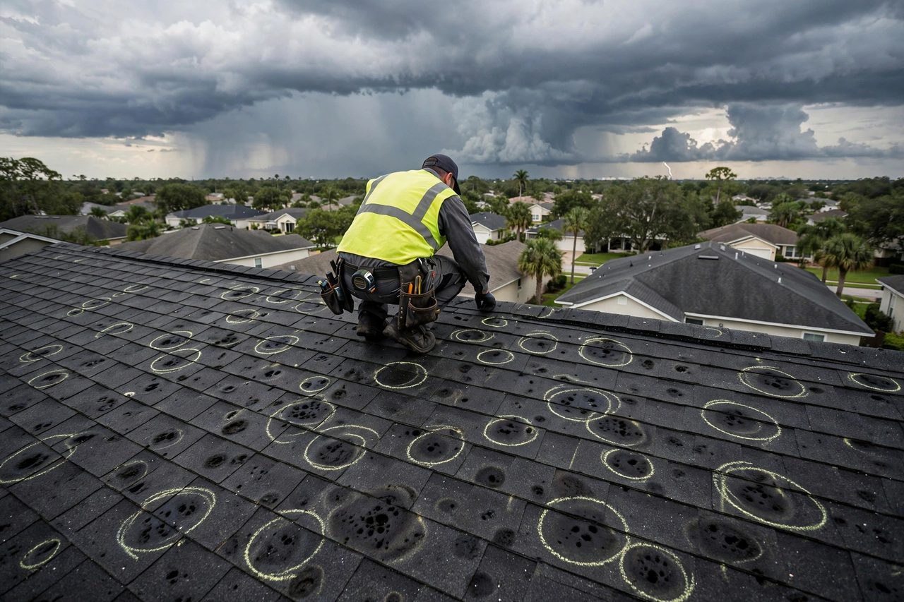 Orlando roofing professional inspecting a residential roof