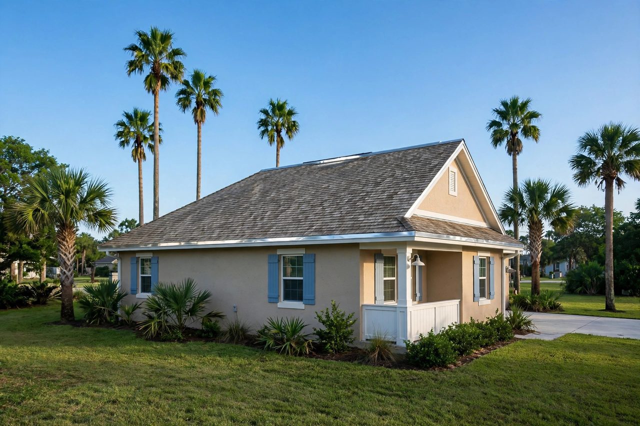 Illustrative after image showing a repaired Orlando roof area, geotagged to Orlando FL