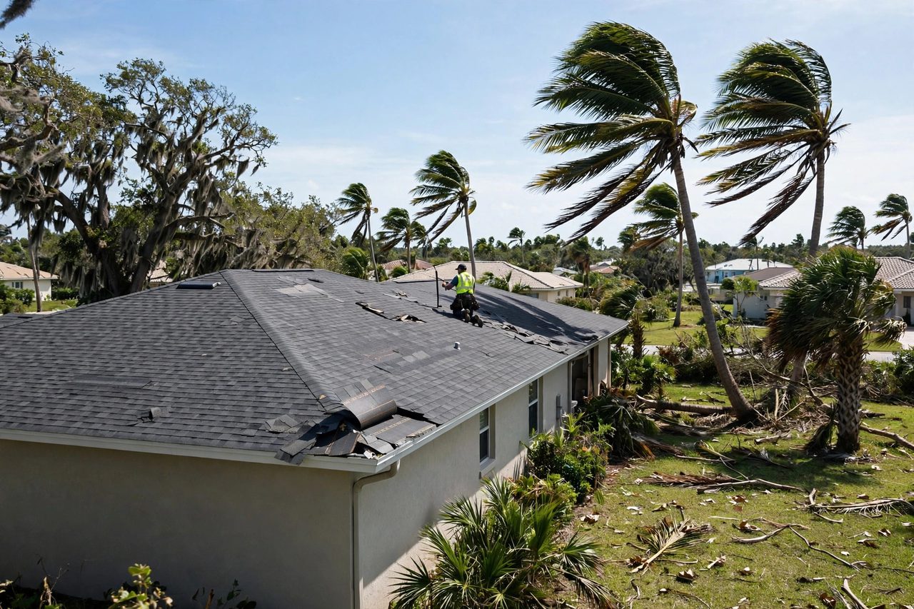 Orlando roofing professional inspecting a residential roof